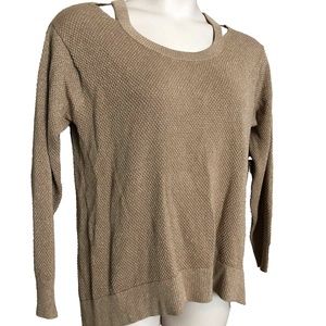 Michael Kors Women's Dark Camel Cold Shoulder Metallic Sweater Plus Sizes 0X/1X